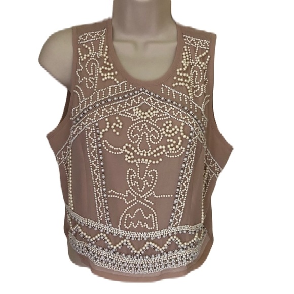 Sixes and Sevens Brand Women's Beaded Crop Shirt - Picture 1 of 8
